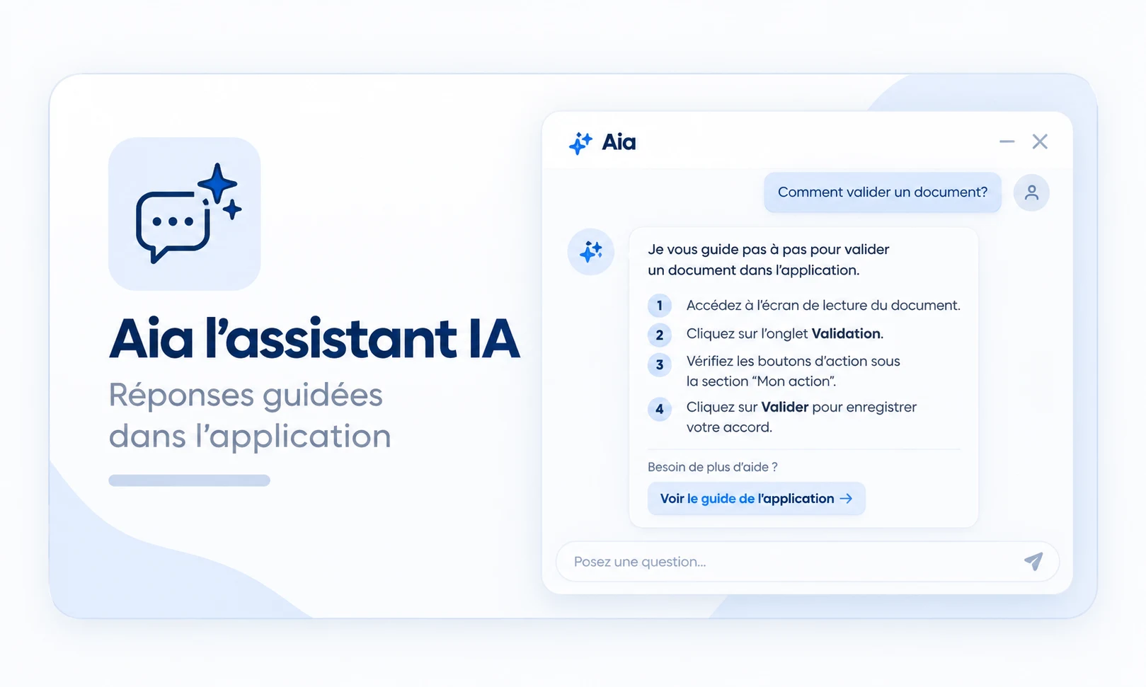 Aia, l'assistant IA d'AGIBAT, répond à une question sur la plateforme